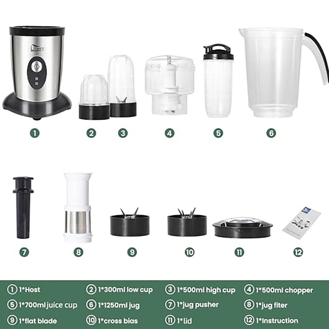 Standmixer 5-in-1 mit To-Go-Becher 1,25L Edelstahl 220W - Bild 6