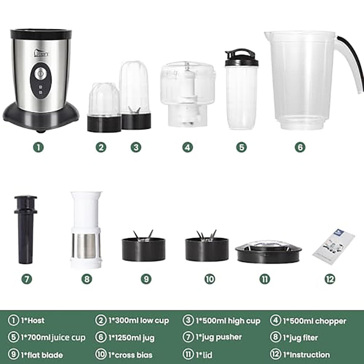 Standmixer 5-in-1 mit To-Go-Becher 1,25L Edelstahl 220W - Bild 6
