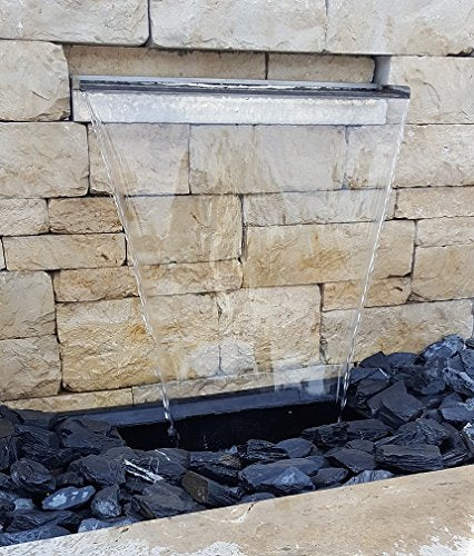 Edelstahl Wasserfall 30 cm mit LED-Beleuchtung warmweiss matt gebürstet - Bild 2