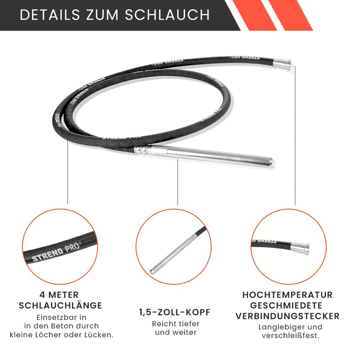 Betonrüttler Elektrisch 2300 W mit 4 m Welle und Ø35 mm Rüttelkopf - Bild 5