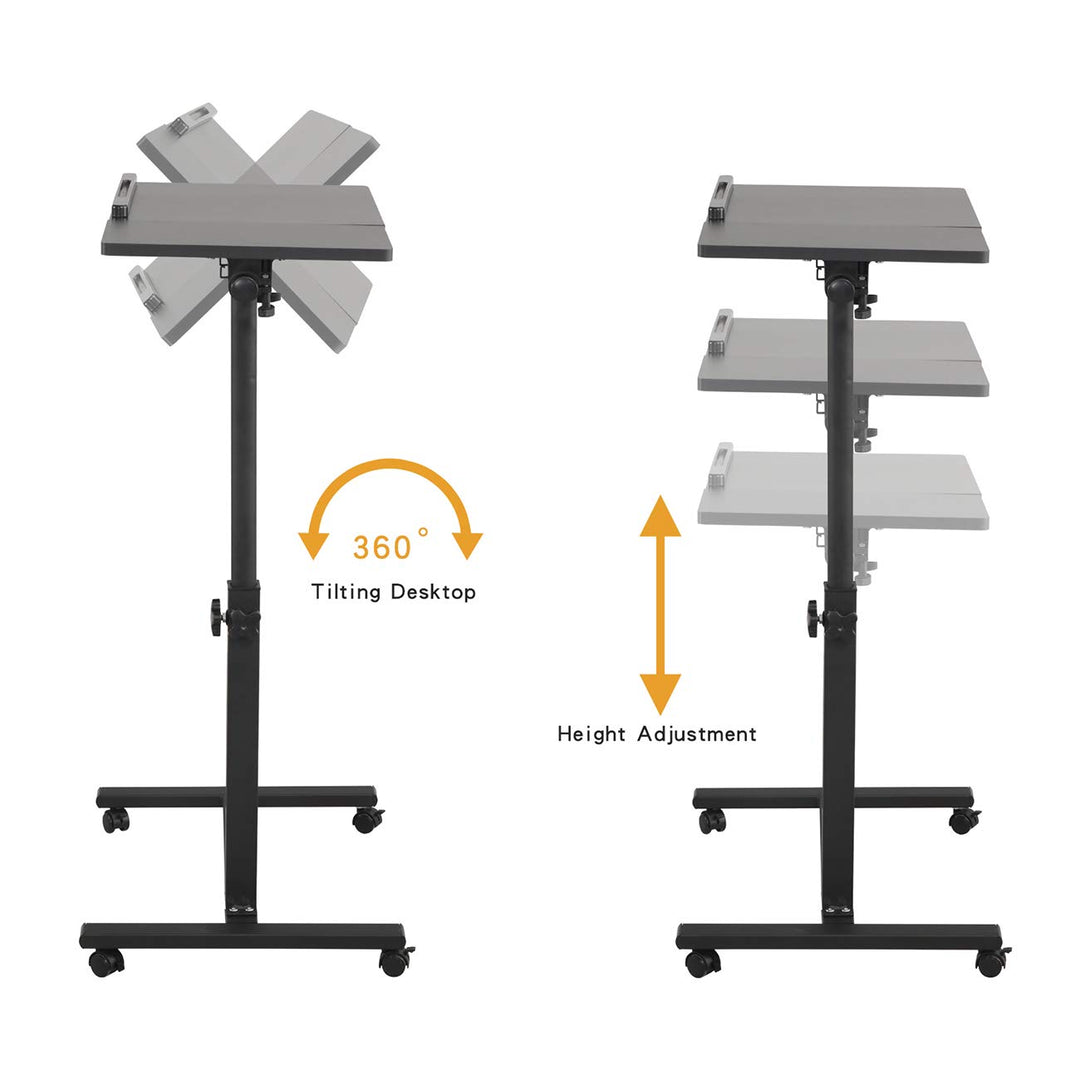 Laptoptisch rollbar höhenverstellbar 60–90 cm mit Kippmechanismus
