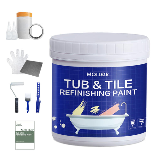 Badewannenlack Weiss 1 kg Set mit Roller und Zubehör für Bad