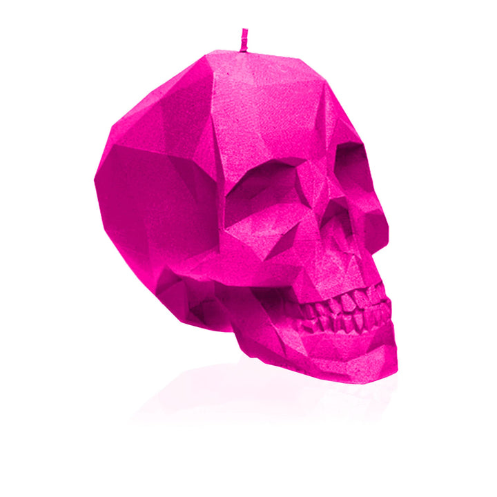 Totenkopf Kerze Low-Poly Dunkelrosa handgemacht 7,5 cm - Bild 7