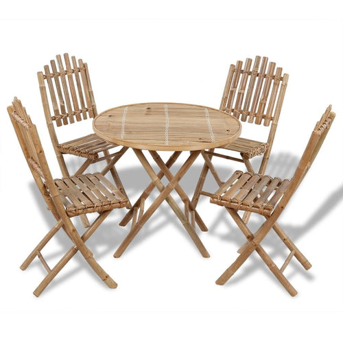Gartenmöbel Set Bambus klappbar 5-tlg. Tisch + 4 Stühle