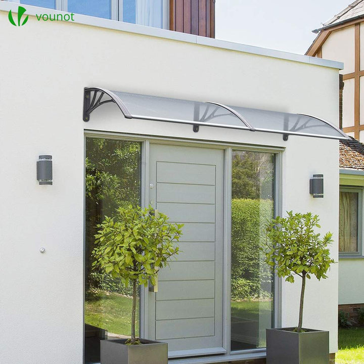 Haustür Vordach Aluminium Polycarbonat 200x80cm transparent grau - Bild 2