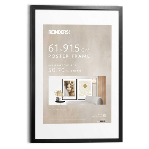 Posterrahmen 61x91,5 cm MDF schwarz mit Passepartout 50x70 cm