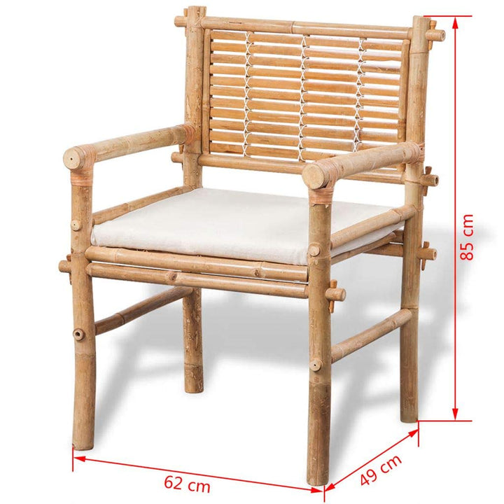 Bistro-Set Bambus 3-teilig mit Sitzkissen für Balkon &amp; Terrasse - Bild 2