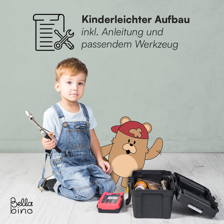 Kinderbücherregal Holz Weiss 3 Fächer mit 2 Ablagefächern Montessori - Bild 8