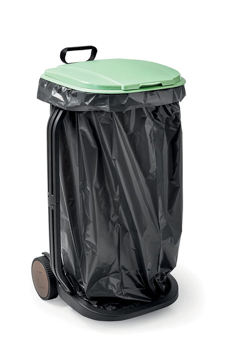 Müllsackständer recycelter Kunststoff 100 L mit Deckel und Räder