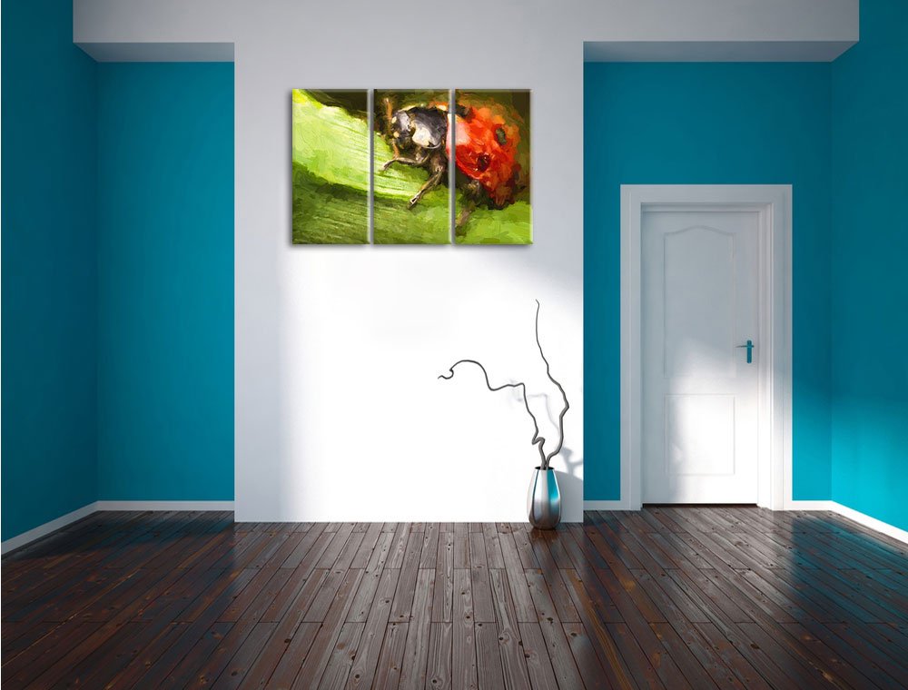 Leinwandbild 3-teilig Marienkäfer Detailaufnahme 120x80 cm - Bild 5