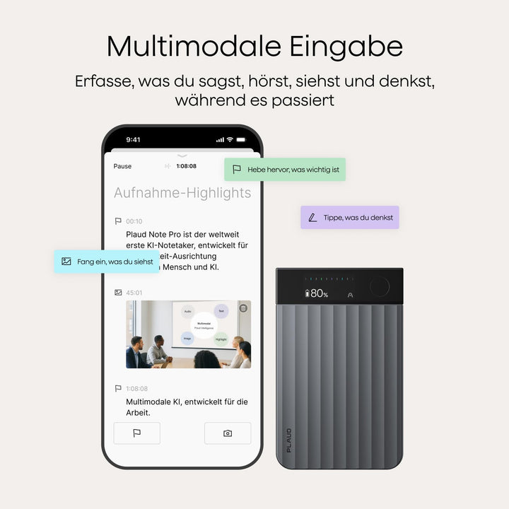KI-Diktiergerät mit AMOLED-Display 5 Mikrofone Transkription 112 Sprachen - Bild 4