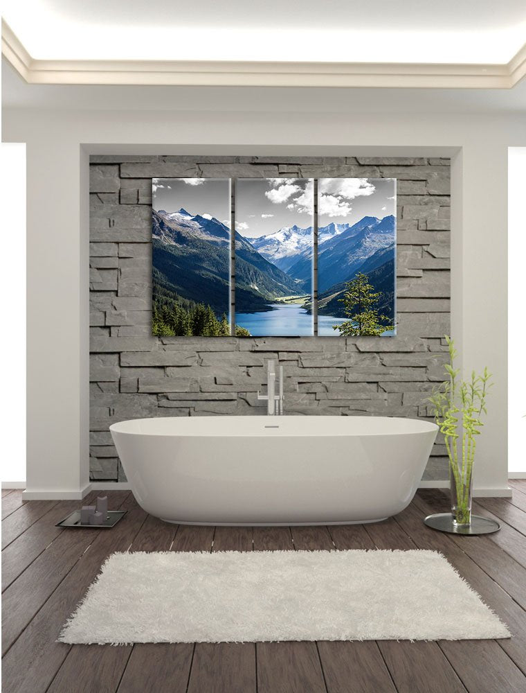 Leinwandbild 3-teilig Bergsee Natur 120x80 cm fertig gespannt - Bild 7