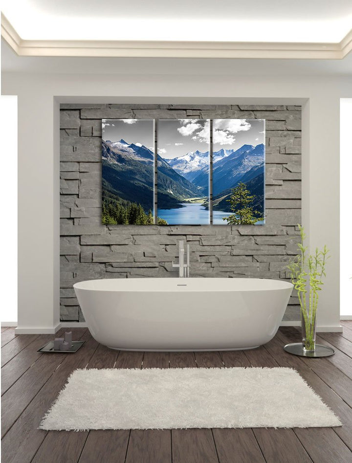 Leinwandbild 3-teilig Bergsee Natur 120x80 cm fertig gespannt - Bild 7