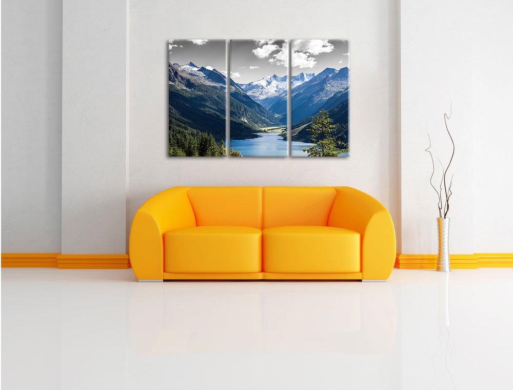 Leinwandbild 3-teilig Bergsee Natur 120x80 cm fertig gespannt - Bild 2