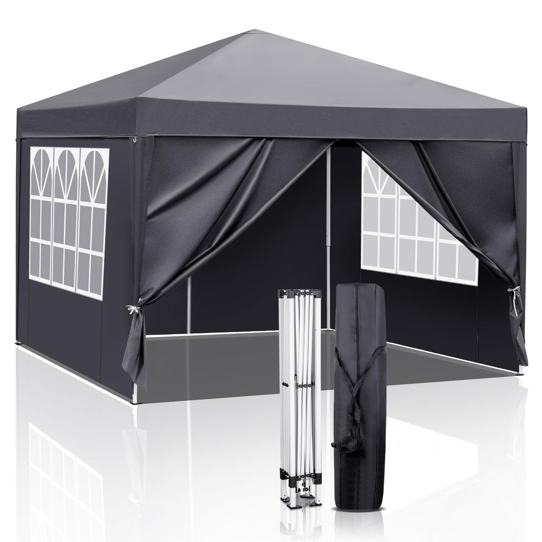 Faltpavillon 3x3m 420D Oxford mit 4 Seitenteilen Grau