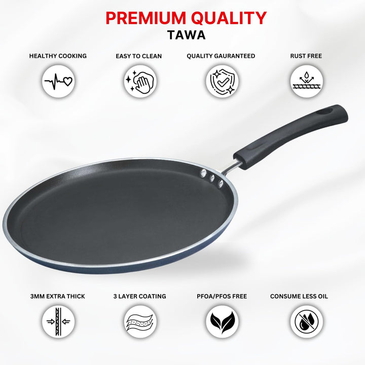 Dosa Tawa Antihaft-Grillpfanne Aluminium 25 cm flach - Bild 5