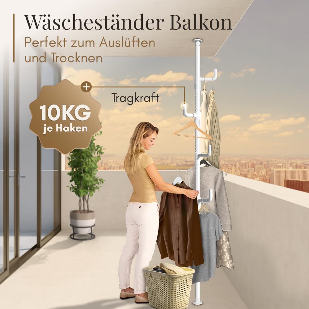 Garderobenständer Teleskop Metall 110–310 cm mit 5 Haken höhenverstellbar - Bild 6