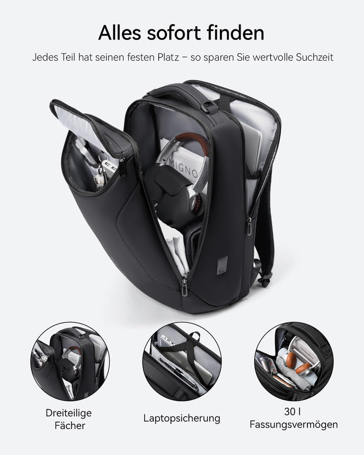Laptop Rucksack 17.3 Zoll wasserabweisend mit USB-Anschluss Herren - Bild 2