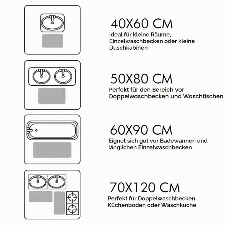 Badematte rutschfest Mikrofaser waschbar Beige 70x120 cm - Bild 8