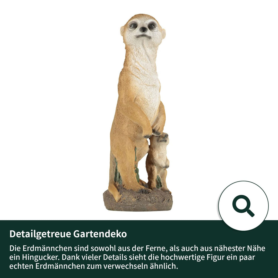 Gartenfigur Erdmännchen Mutter mit Baby Kunstharz handbemalt - Bild 5