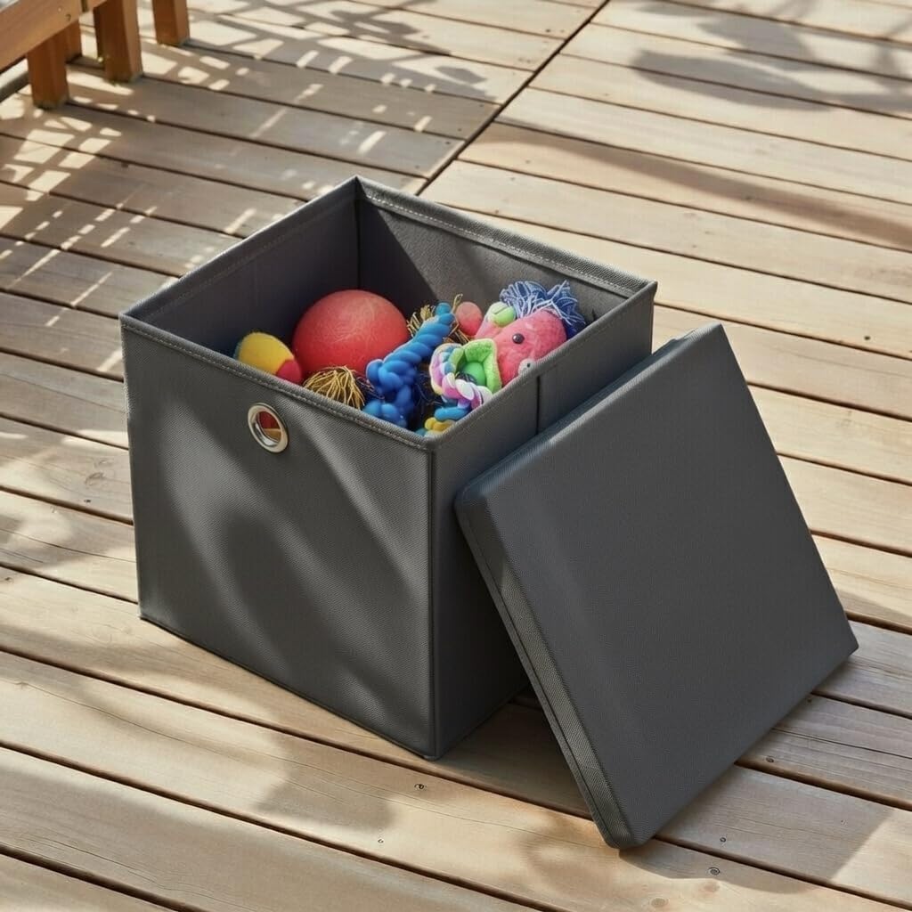 Faltbox mit Deckel Dunkelgrau 28x28x28 cm 22 L 4er-Set Polyester - Bild 6