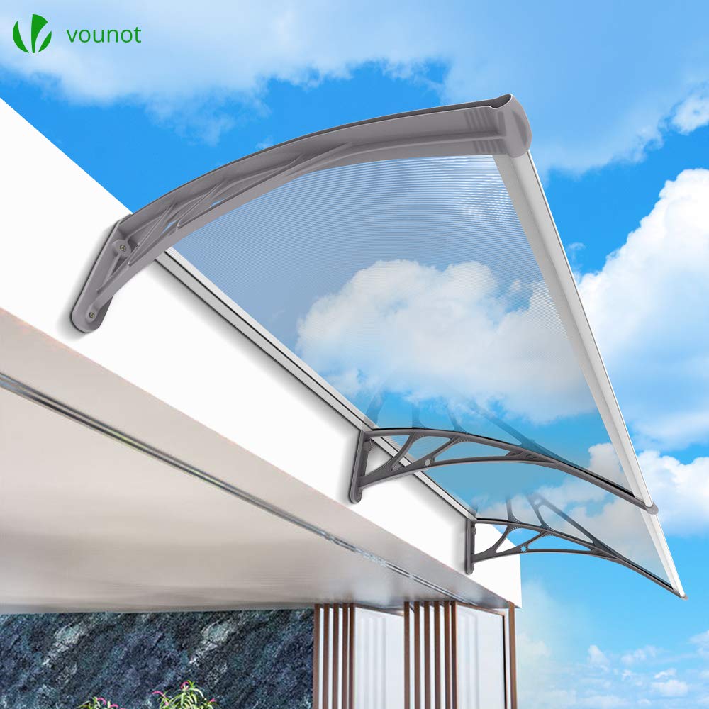 Haustür Vordach Aluminium Polycarbonat 200x80cm transparent grau - Bild 7