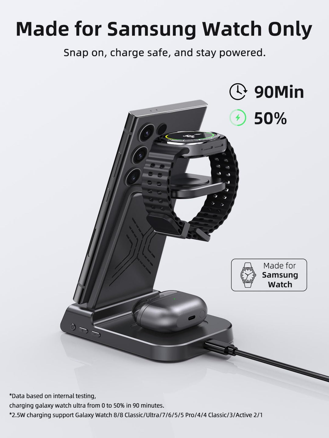 Kabelloses 3-in-1 Ladestation Samsung Galaxy Watch Buds Smartphone - Bild 3