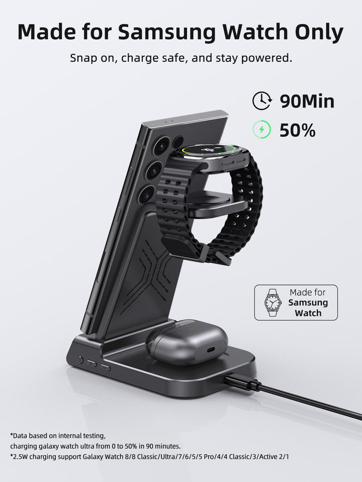 Kabelloses 3-in-1 Ladestation Samsung Galaxy Watch Buds Smartphone - Bild 3