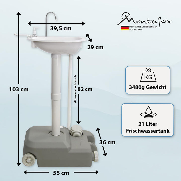 Camping Waschstation 21 L mit Fusspumpe, Seifenspender und Handtuchhalter - Bild 2
