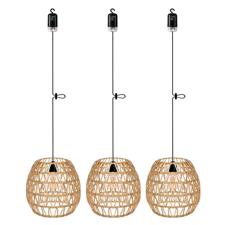 Rattan Pendelleuchte Batterie IP66 Aussen &amp; Innen 3er-Set