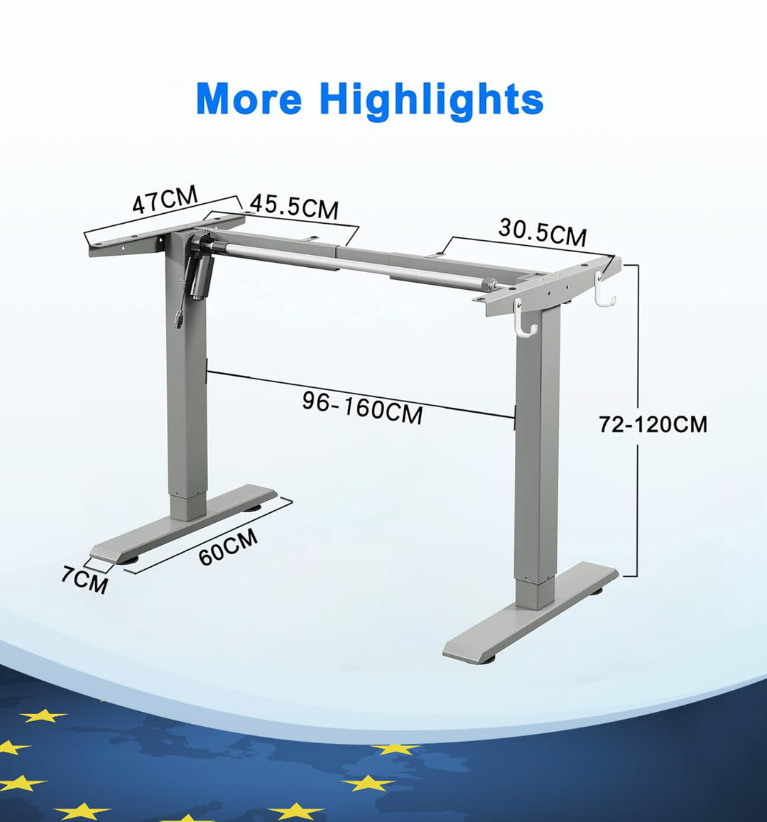 Schreibtischgestell elektrisch höhenverstellbar 72-120cm mit 4 Speicherplätzen - Bild 4