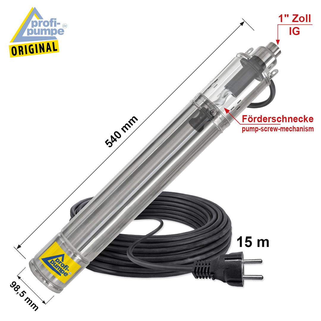 Tiefbrunnenpumpe 4 Zoll Edelstahl 750W 100m Förderhöhe 10 bar - Bild 3