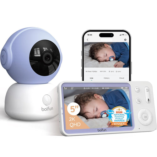 Babyphone mit Kamera 2K/3MP WLAN 5-Zoll-Monitor mit App iOS Android
