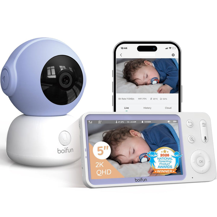 Babyphone mit Kamera 2K/3MP WLAN 5-Zoll-Monitor mit App iOS Android