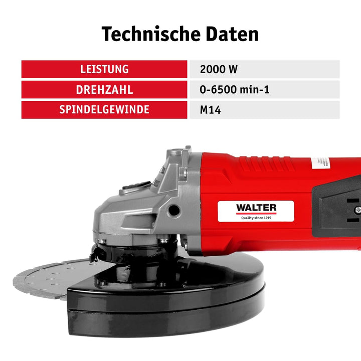 Winkelschleifer 2000W 230mm Scheibe für Metall Stein Beton - Bild 3