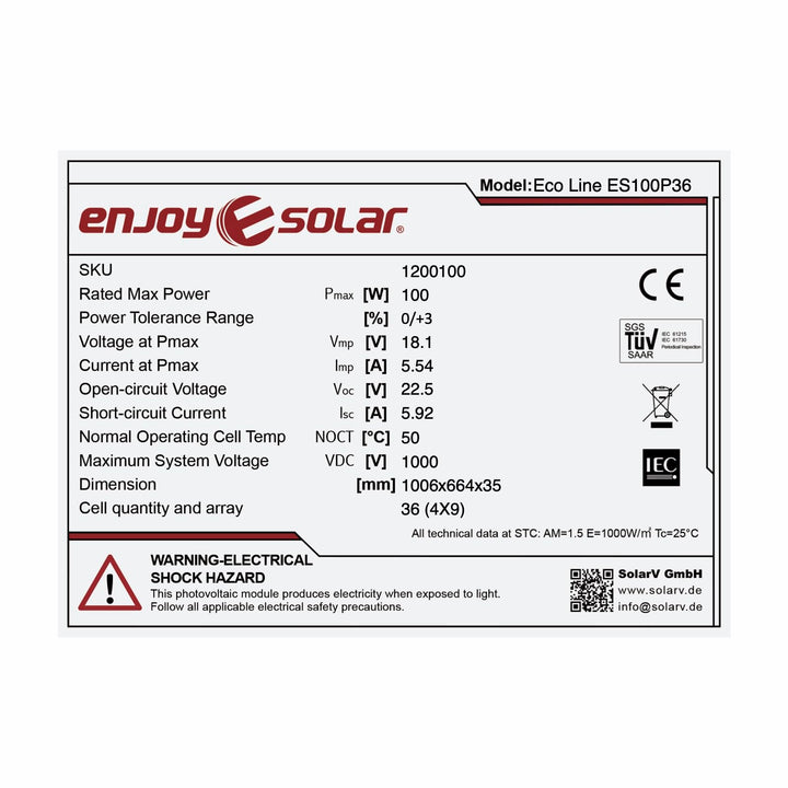 Solarmodul Polykristallin 100W 12V für Wohnmobil, Boot &amp; Gartenhaus - Bild 7