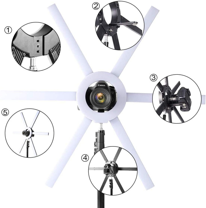 LED Ringlicht Set mit Stativ 90W, 6 Lichtleisten, CRI 97+ - Bild 7