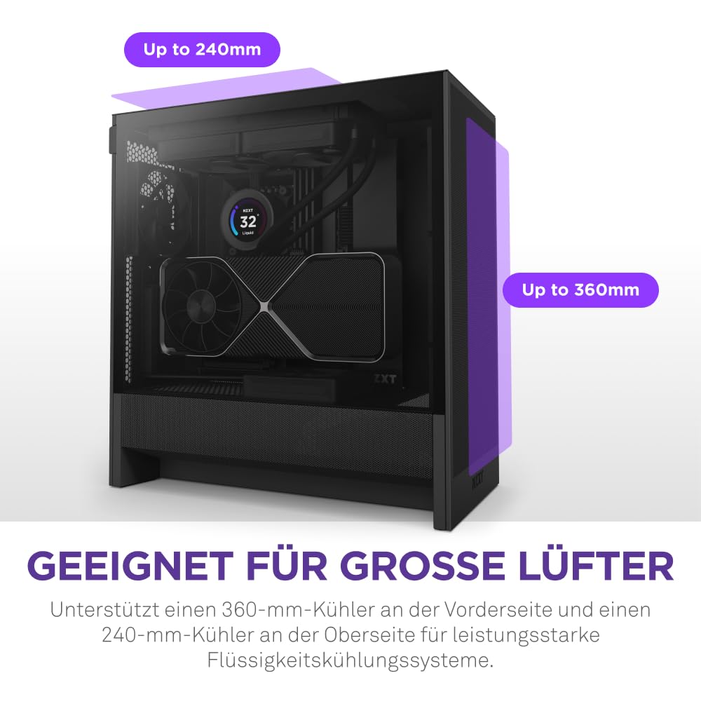 Mid-Tower ATX PC-Gehäuse Schwarz mit Mesh-Front und Glasscheibe - Bild 4