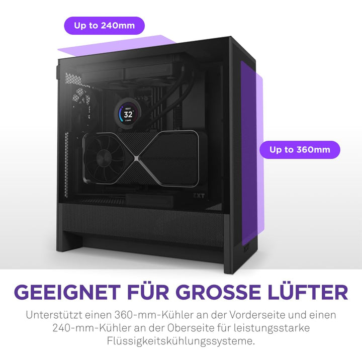 Mid-Tower ATX PC-Gehäuse Schwarz mit Mesh-Front und Glasscheibe - Bild 4