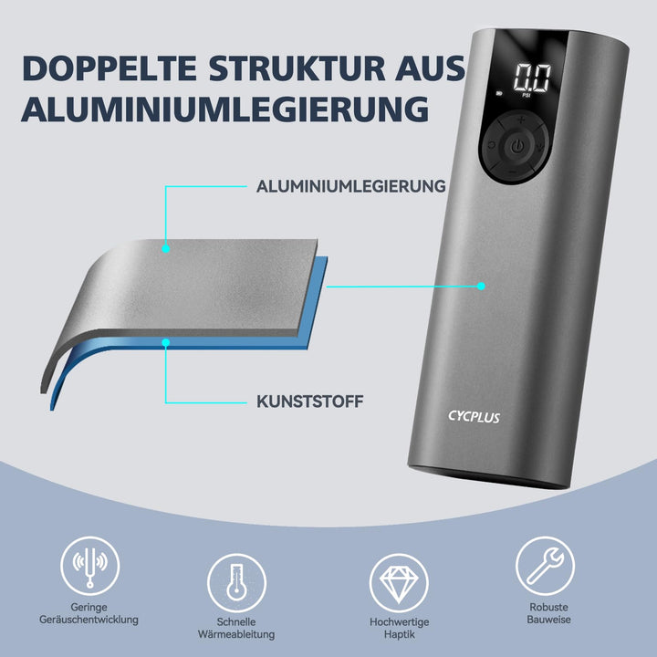 Akku-Luftpumpe 150 PSI mit LCD-Display und Auto-Stopp für Auto &amp; Bike - Bild 5