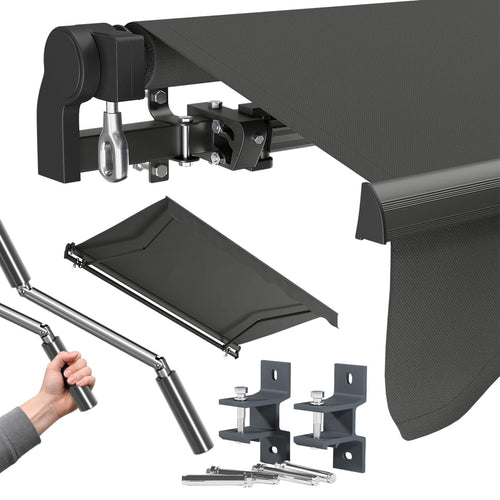 Gelenkarmmarkise 400x250 cm Anthrazit Polyester mit Handkurbel