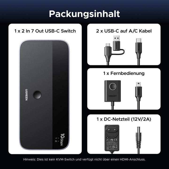 USB Switch 2 PC auf 7 Geräte USB 3.2 Gen2 10Gbps Plug &amp; Play - Bild 7