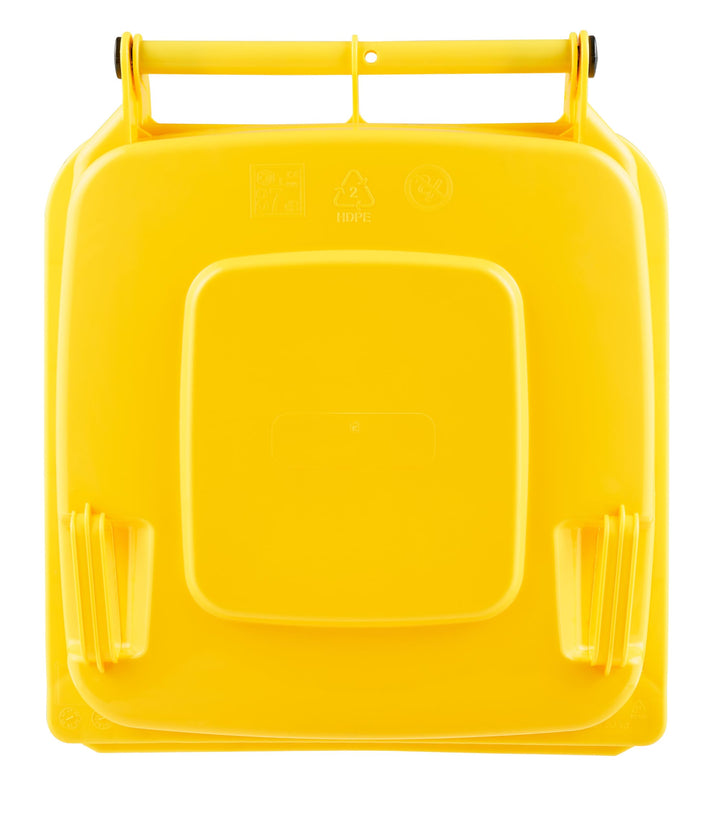 Mülltonne 120 Liter Gelb HDPE mit Deckel &amp; Rädern EN 840 - Bild 7