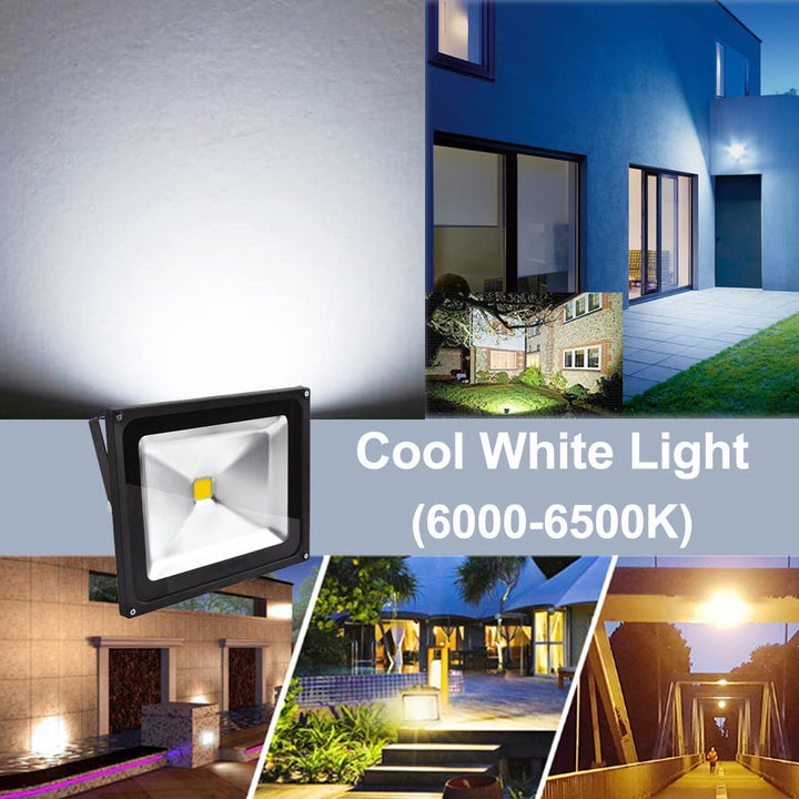 LED Fluter 50W Aussen IP65 Kaltweiß Aluminium 5er-Set - Bild 4