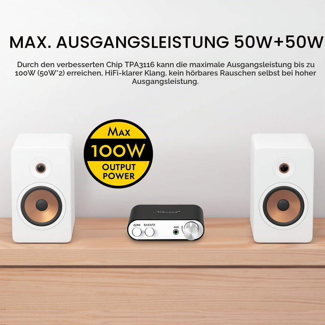Mini Stereo Verstärker Bluetooth 5.0 50W+50W HiFi mit Netzteil - Bild 4