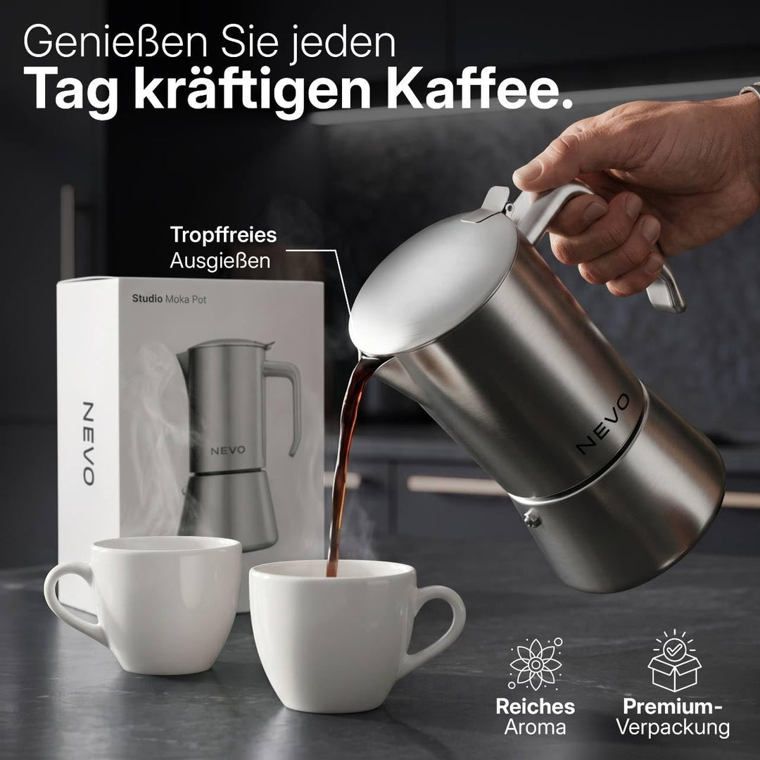 Espressokocher Induktion Edelstahl 6 Tassen BPA-frei mit Zubehör-Set - Bild 9