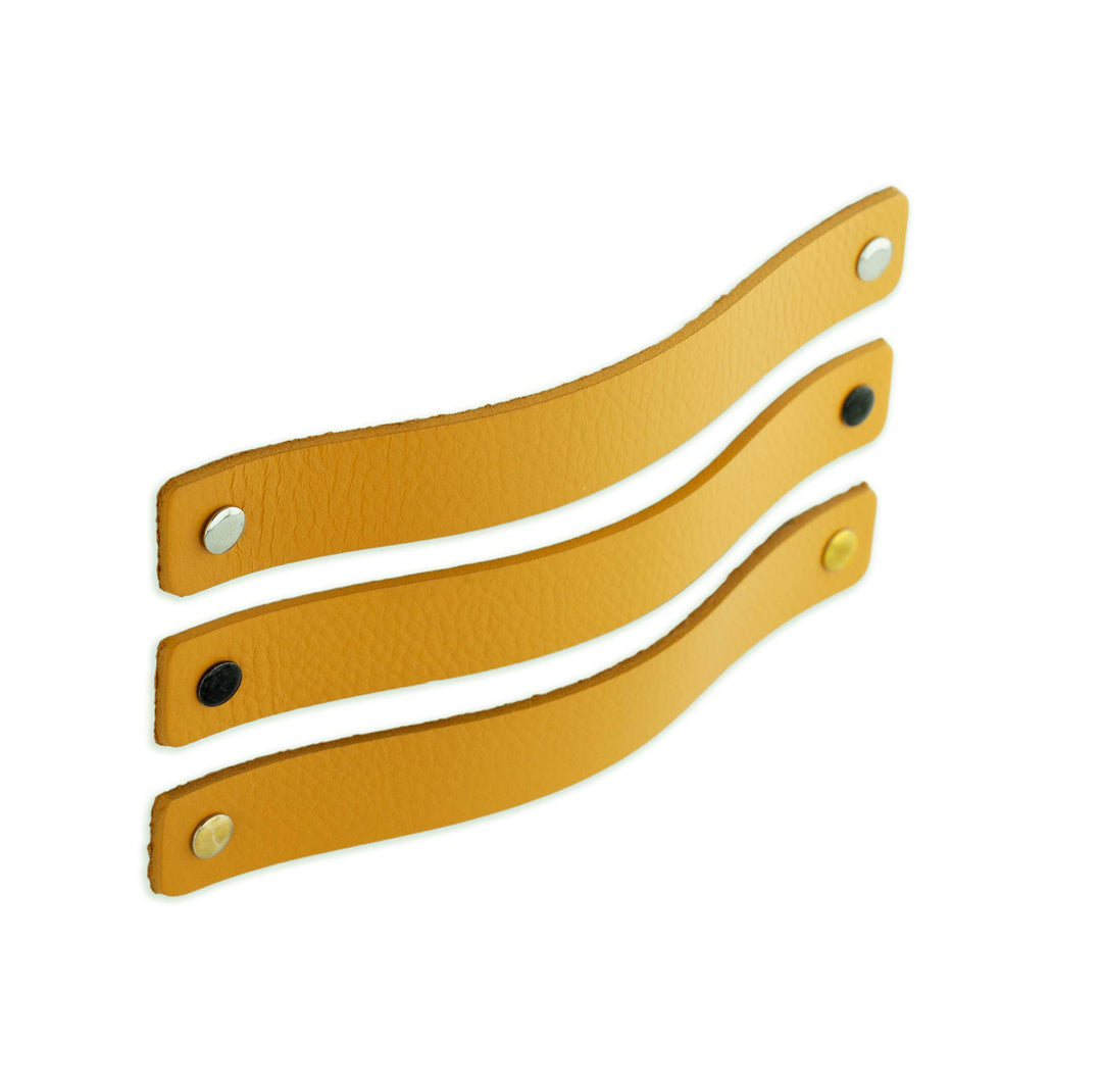 Möbelgriffe Leder Gelb 20 cm 6er-Set mit Schrauben - Bild 3