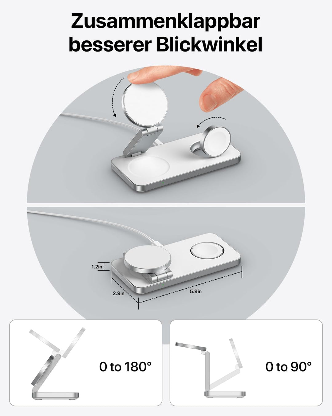 3-in-1 Ladestation Qi2.2 25W fuer iPhone, Apple Watch und AirPods - Bild 4