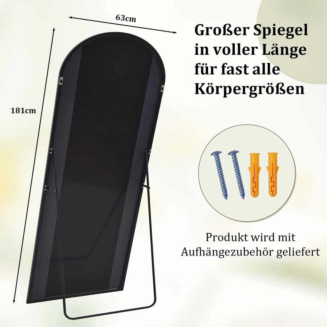 Ganzkörperspiegel Bogen 180x67 cm Standspiegel Schwarz Schlafzimmer - Bild 7