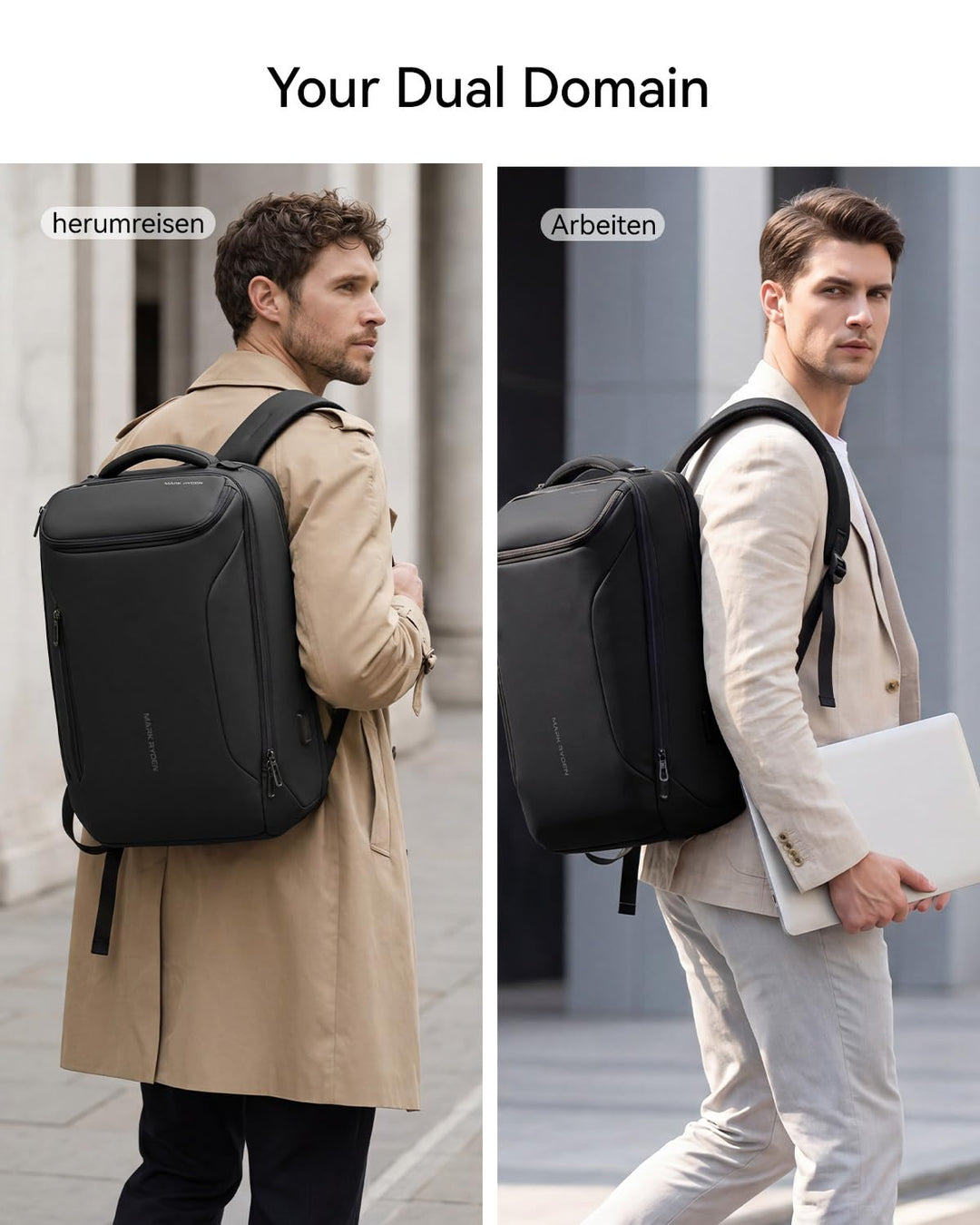 Laptop Rucksack 17.3 Zoll wasserabweisend mit USB-Anschluss Herren - Bild 7